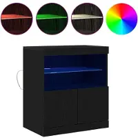 vidaXL LED sideboard nero 60,5 x 37 x 67 cm materiale a base di legno