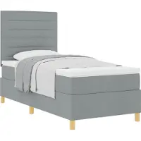 vidaXL Letto a molle con materasso grigio chiaro 90 x 200 cm in tessuto