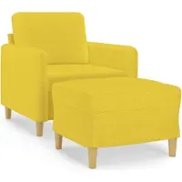 vidaXL Poltrona con sgabello giallo chiaro 60 cm in tessuto