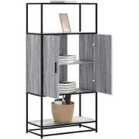 vidaXL Credenza Grigio Sonoma 68x35x139 cm Materiale a base di legno e metallo