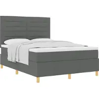 vidaXL Letto a molle con materasso grigio scuro 140 x 190 cm tessuto
