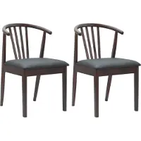vidaXL Sedia da pranzo, 2 pezzi. Legno massello di gomma resistente, colore marrone chiaro e nero