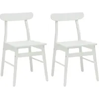 vidaXL Sedia da pranzo, 2 pezzi, legno massello di gomma, bianco, 43 x 44,5 x 77 cm