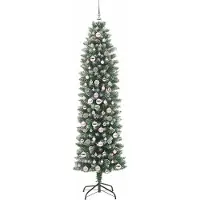 vidaXL Albero di Natale artificiale sottile verde e bianco 210 cm