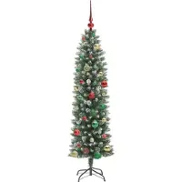 vidaXL Albero di Natale artificiale sottile verde e bianco 150 cm
