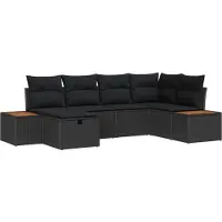 vidaXL Set da giardino composto da 6 pezzi, divano, colore nero, realizzato in rattan sintetico