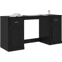 vidaXL Scrivania con cassetto, colore nero, finitura effetto legno noce, realizzata in materiale composito