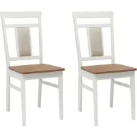 vidaXL Sedia da pranzo, 2 pezzi, legno massello di gomma, bianco e naturale