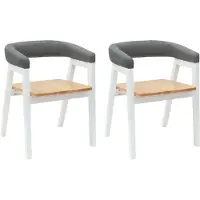 vidaXL Sedie da pranzo, 2 pezzi, legno massello di gomma, colore bianco, 54 x 57 x 73 cm