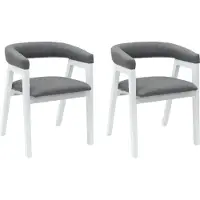 vidaXL Sedie da pranzo, 2 pezzi, legno massello di gomma, colore bianco, 54 x 57 x 73 cm