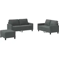 vidaXL Set divano 3 pezzi con cuscini in tessuto grigio scuro