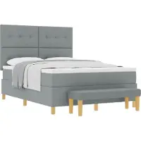vidaXL Letto boxspring con testiera, grigio chiaro, 200 x 140 cm, tessuto