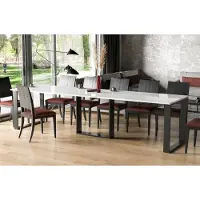 Endo Tavolo da pranzo -Möbel Borys allungabile fino a 130cm - 310cm tavolo da pranzo in metallo con base a slitta (bianco lucido)