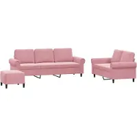 vidaXL Set divano 3 pezzi con cuscini in velluto rosa