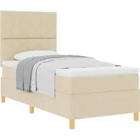 vidaXL Letto a molle inscatolate con testiera crema 100 x 200 cm in tessuto