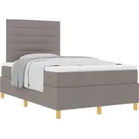 vidaXL Letto a molle insacchettate con testiera in tessuto taupe 120 x 200 cm