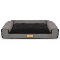 Dogeste Letto grande per cani, divano per cani, cuscino per cani, cestino lavabile - colore grigio e nero a coste - tappetino per cani taglia XXL - 118x78 cm