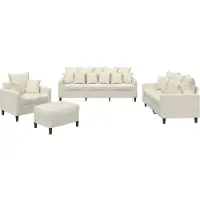 vidaXL Set di divani 4 pezzi con cuscini in velluto crema