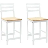 vidaXL Sedie da pranzo, 2 pezzi, legno massello di gomma, colore bianco
