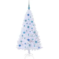 vidaXL Albero di Natale artificiale bianco 150 cm in PVC e acciaio