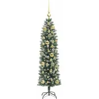vidaXL Albero di Natale artificiale sottile verde e bianco 120 cm