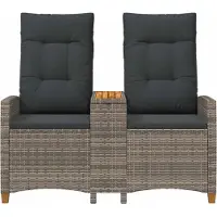 vidaXL Divano da esterno Liege con tavolino, 2 posti, 126 x 65 x 112 cm, rattan sintetico