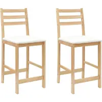 vidaXL Sedie da pranzo, 2 pezzi, legno massello di gomma, colore naturale