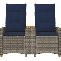vidaXL Divano da esterno Liege con tavolino, 2 posti, 126 x 65 x 112 cm, rattan sintetico