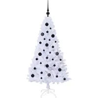 vidaXL Albero di Natale artificiale bianco 150 cm in PVC e acciaio