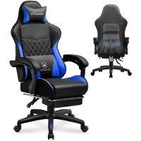 GTPLAYER Sedia da gioco, sedia da gioco, sedia da ufficio ergonomica regolabile in altezza, pratica per l'inverno e l'estate, con doppio schienale con poggiapiedi