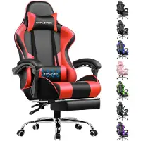 GTPLAYER Sedia da gioco con poggiapiedi e cuscino lombare massaggiante Sedia da ufficio Sedia da gioco Sedia da gioco ergonomica con braccioli di collegamento, caricabile fino a 150 kg rosso