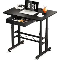 GTPLAYER Scrivania regolabile in altezza, scrivania per computer, scrivania per laptop con cassetti, scrivania regolabile in altezza 80 * 50*(73-115) cm Scrivania in piedi con rotelle
