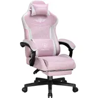 GTPLAYER Sedia da gioco , sedia da gioco ergonomica in lino con supporto lombare, sedia per PC con schienale allargato, portata fino a 150 kg, rosa