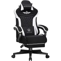 GTPLAYER Sedia da gioco , sedia da gioco ergonomica in tessuto con supporto lombare, sedia per PC con schienale allargato, portata fino a 150 kg, leggera