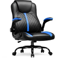 GTPLAYER sedia da gioco con bracciolo pieghevole, sedia da gioco con funzione dondolo, sedia da gioco ergonomica per computer con spugna ad alta densità blu