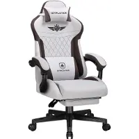 GTPLAYER Sedia da gioco , sedia da gioco ergonomica in tessuto con supporto lombare, sedia per PC con schienale allargato, portata fino a 150 kg, marrone