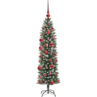 vidaXL Albero di Natale artificiale sottile verde e bianco 150 cm