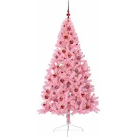 vidaXL Albero di Natale artificiale preilluminato rosa 180 cm PVC
