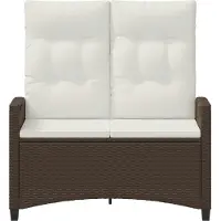 vidaXL Panchina da giardino con cuscini Marrone e crema 105 x 60 x 112 cm