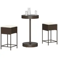 Prolenta Maison Exclusive - Set da giardino da 3 pezzi con cuscini, in polyrattan marrone