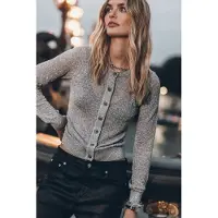 Mikuta The Silver Sparkly Thin Knitted Cardigan Taglia: L | Cardigan Outlet | Donna | Grigio