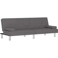 vidaXL Divano letto con portabevande Grigio Pelle finta