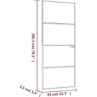 vidaXL Porta interna bianca 83x201,5 cm in vetro temperato e alluminio, modello sottile