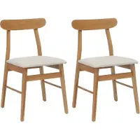 vidaXL Sedia da pranzo, 2 pezzi. Legno massello di gomma, naturale e chiaro