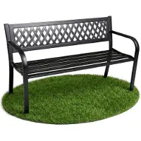 Akord Panchina da giardino nera KALIA con gambe in acciaio larghezza 122 cm
