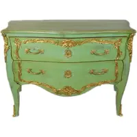 Casa Padrino Comò in stile barocco, verde, 130 x 65 x 90 cm - Comò realizzato a mano in legno massello