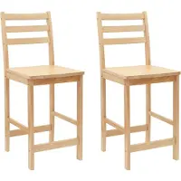 vidaXL Sedie da pranzo, 2 pezzi, legno massello di gomma, colore naturale