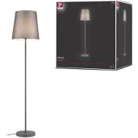 Paulmann Lampada da terra Stellan, grigia, altezza 161 cm, tessuto/metallo