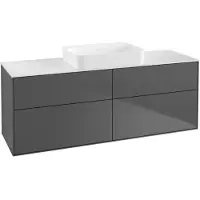Villeroy & Boch Finion meuble sous lavabo, 4 tiroirs, avec éclairage, lavabo au centre, sans trou pour robinet, 1600x603x501mm, Glass White Matt, G73100GK, G73100GK
