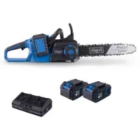 Scheppach Set motosega a batteria BC-CS355Duo-X Lunghezza di taglio 33,5 cm 20V IXES + 2 batterie da 4Ah + doppio caricabatterie da 4,5A